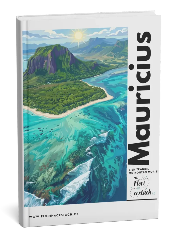 3D obálka digitálního průvodce a itineráře na vlastní pěst pro destinaci Mauricius