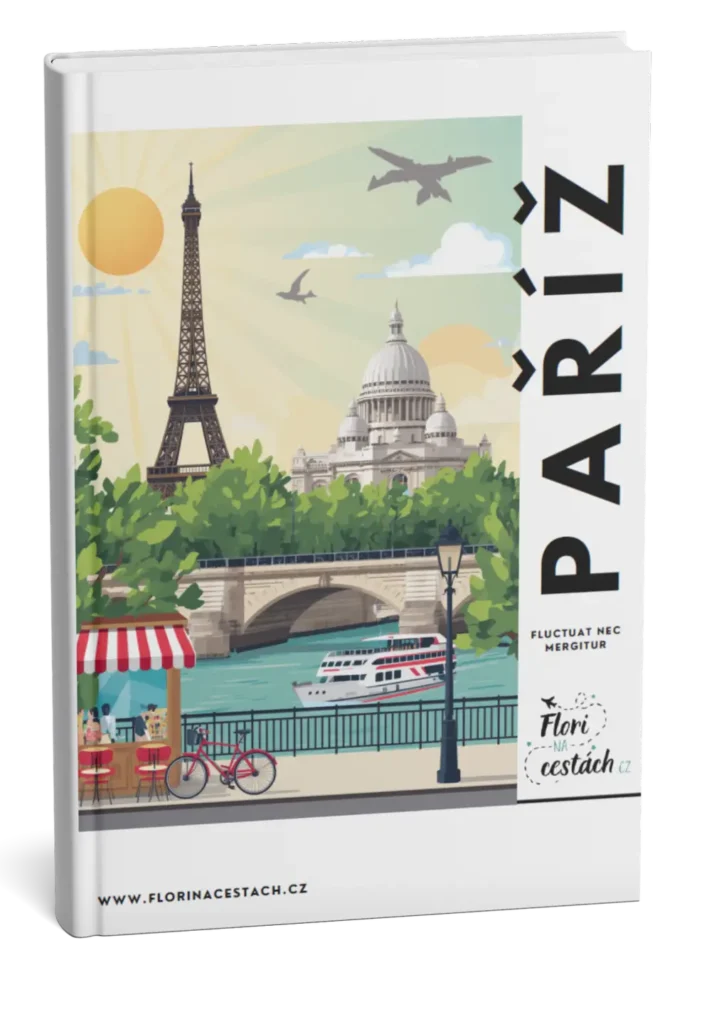 3D obálka digitálního průvodce a itineráře na vlastní pěst pro destinaci Paříž