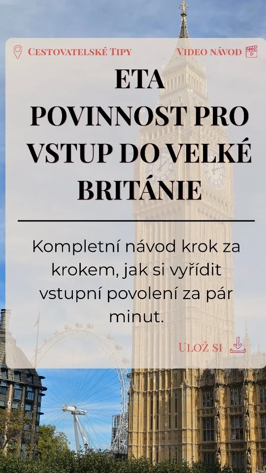 Chystáš se do Velké Británie? Ke vstupu potřebuješ registraci ETA. Podívej se, jak ji jednoduše vyřídíš.

Nezapomeň si Reel uložit a pro víc cestovatelských tipů mě sleduj.

https://florinacestach.cz